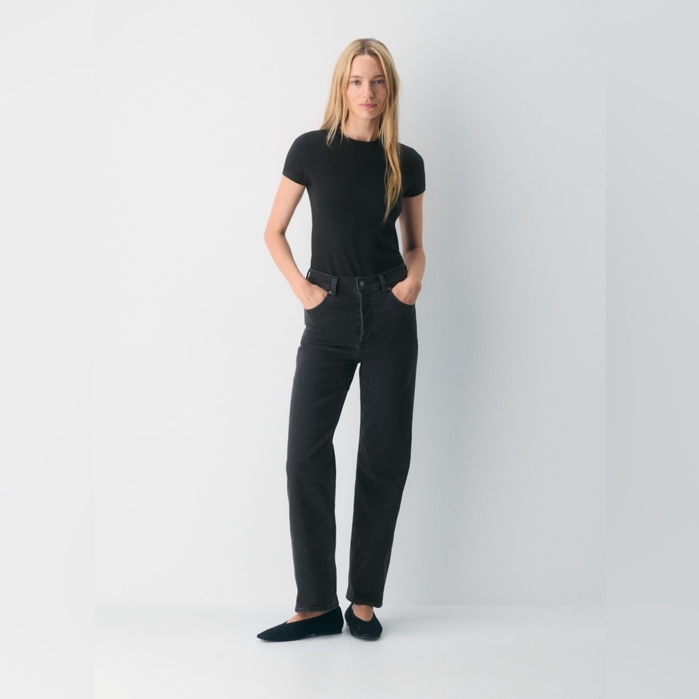 Denim Forum The Arlo High Rise Trouser Straight Jeans – Charcoal Black